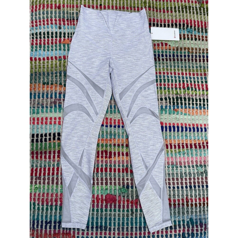 Lululemon Forget The Sweat 7/8 Tight Women's Sz 8 Gray Mesh Stretch Pockets